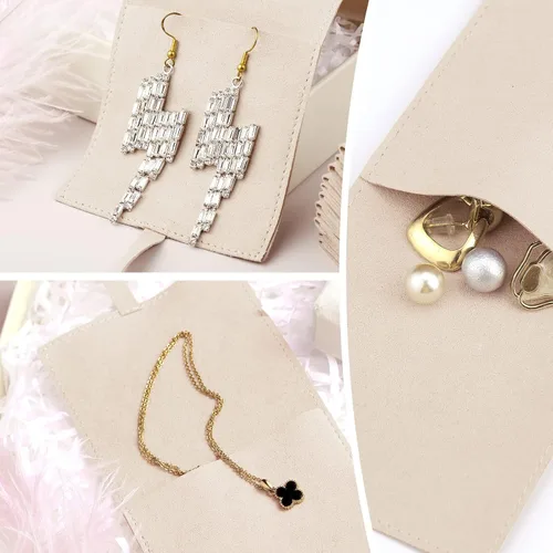 Miniatura 4 de Lothee 40 piezas de bolsa de joyería de microfibra de 8x8 cm, bolsas de regalo pequeñas de lujo con lazo de microfibra para embalaje de pulseras