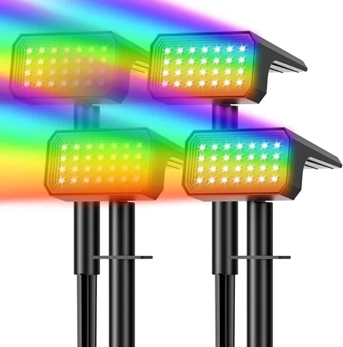 Miniatura 10 de Focos solares para exteriores, [4 unidades/118 LED] 4 modos de encendido y apagado automático, focos solares de paisaje, IP67 impermeables, luces