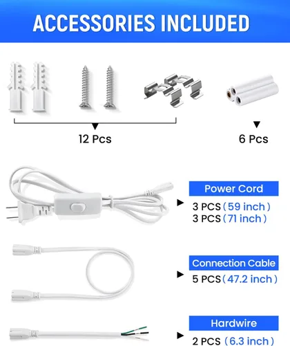 Miniatura 7 de Paquete de 6 lámparas LED T5 integradas de 4 pies, 6500 K, 20 W, 2300 lm (blanco superbrillante) LED enlazable, luz de tienda LED para techo