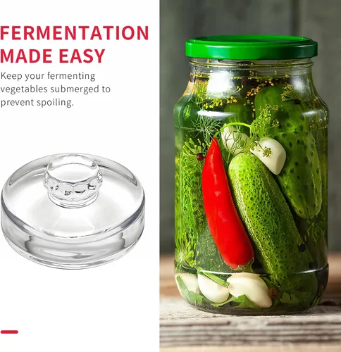 Miniatura 5 de Pesas de vidrio de fermentación con asas de fácil agarre, pesas transparentes para conservas y peso de vidrio de decapado para frascos Mason de boca