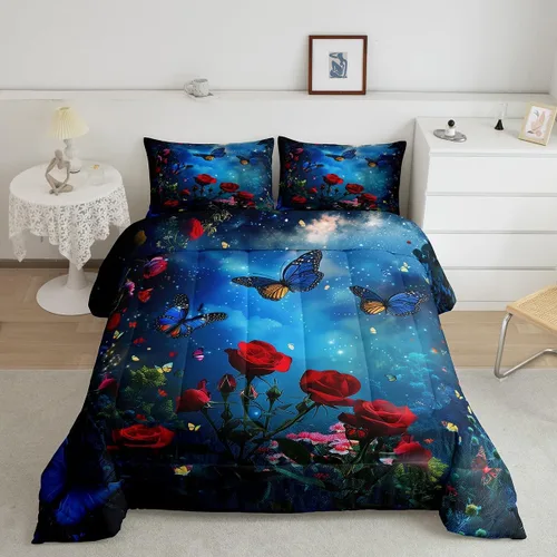 Miniatura 12 de Erosebridal Juego de edredón tamaño individual de animales del bosque, juego de ropa de cama de oso marrón para niños y niñas, edredón de plumón
