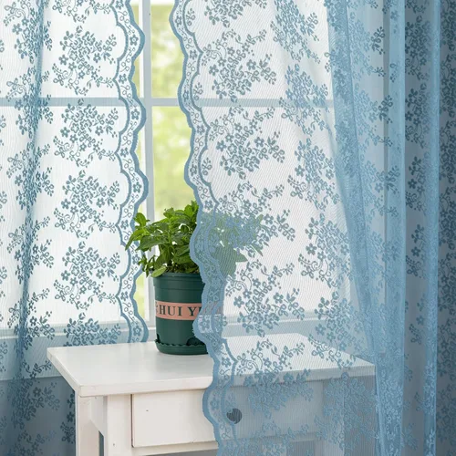 Miniatura 32 de YJ YANJUN Cortinas traslúcidas negras de 54 pulgadas de largo, panel de cortina de encaje gótico victoriano para cocina, cortinas cortas de Negro