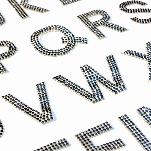 Miniatura 6 de 34 calcomanías de letras del alfabeto con diamantes de imitación, letras A-Z, autoadhesivas para planchar, calcomanías para autos, artes