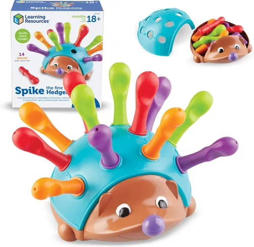 Learning Resources Spike The Fine Motor Hedgehog - Juguetes Montessori para niños pequeños, forma de apilamiento, regalos para niños y niñas,