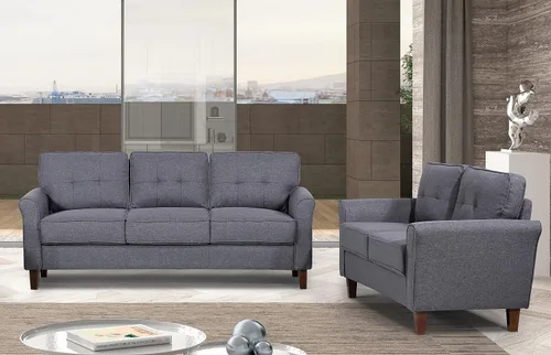 Miniatura 16 de Container Furniture Direct Kouchouk - Muebles de sala de estar de terciopelo cómodos de tres plazas, sofá moderno de mediados de siglo, sofá biplaza