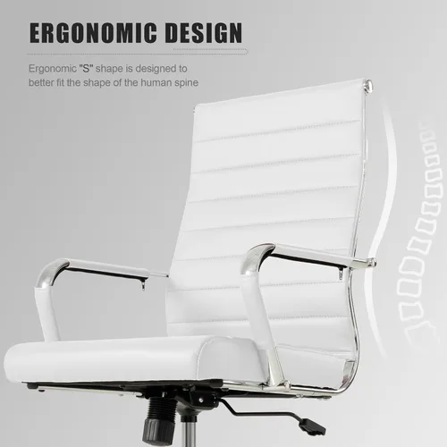 Miniatura 4 de Silla de escritorio de oficina blanca Okeysen, sillas de cuero ergonómicas modernas para sala de conferencias, silla giratoria ejecutiva de altura