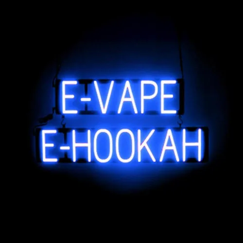Miniatura 56 de SpellBrite Cartel E-JUICE Señalización de tienda de humo con aspecto de neón, luces LED azules 22.3 x 6.3 pulgadas