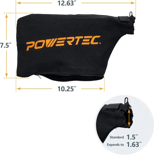 Miniatura 2 de POWERTEC Bolsa colectora de polvo para sierra ingletadora de 7-1/4 pulgadas, 8-1/2 pulgadas, se adapta a puertos de polvo nominales de 1-1/2