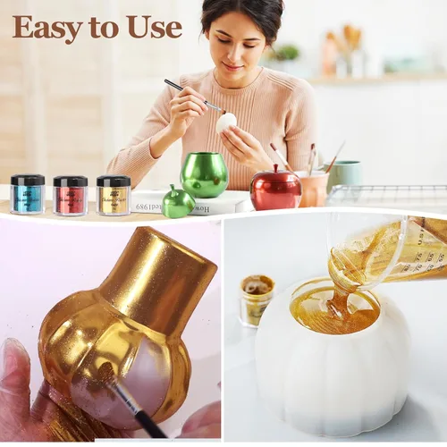 Miniatura 5 de LET'S RESIN Polvo cromado, 10 colores metálicos efecto espejo cromado polvo para uñas, pigmento holográfico para resina epoxi, slime, manualidades