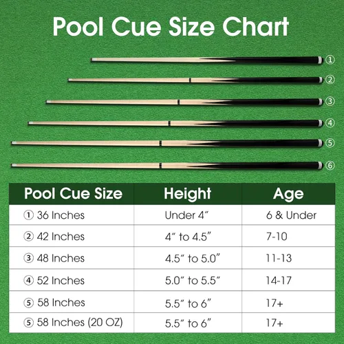 Miniatura 6 de Pool Cue Sticks 36inch 42inch 48inch 52inch 58inch Set of 2 or 4,Pool Cue with 13mm Leather Tip for Adults, Beginners,2-Piece Design，(14oz to 20oz