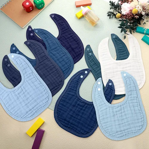 Miniatura 3 de Frienda 8 baberos de muselina para bebé, bandana de algodón, baberos a granel para recién nacidos, 6 capas absorbentes, accesorio de alimentación
