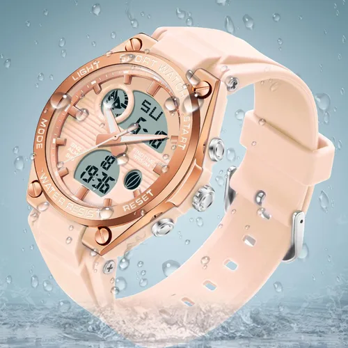 Miniatura 5 de Relojes de pulsera para mujer, digital, 5 bares, impermeables, con retroiluminación LED, correa colorida, alarma analógica
