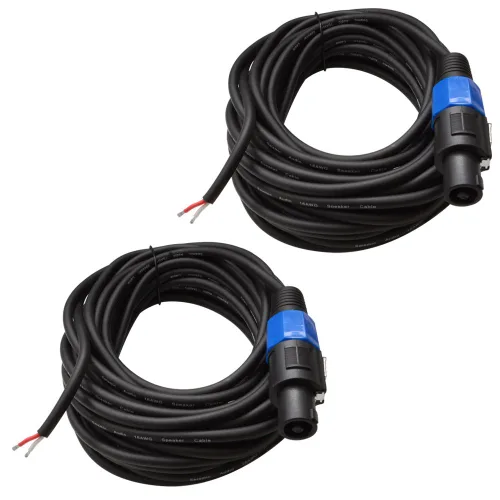 Seismic Audio - SPRW35 (paquete de 2) - Cable sin procesar de 35 pies a altavoz Speakon - Calibre 16 - PA/DJ/audio doméstico