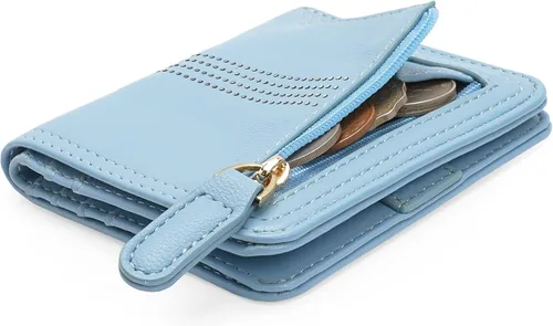 Miniatura 8 de APHISON Cartera de mujer con diseño de dibujos animados para niñas, diseño de doble tirón, multifuncional, Hodlers, 04A125BLUE