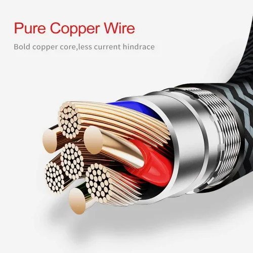 Miniatura 3 de Cable USB-A a Lightning en espiral de 90° (negro cebra) – trenzado, carga rápida, cable de carga de coche en ángulo recto, estiramiento de 2 a 8