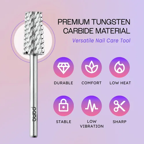 Miniatura 5 de Broca de carburo de barril cónico premium de 3/32 pulgadas, para máquina eléctrica Dremel, diseño de uñas, manicura, pedicura, lima de uñas, Plateado
