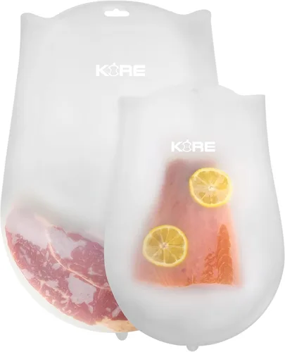 Miniatura 8 de Bolsas reutilizables de silicona para Sous Vide, 3 bolsas extra grandes, no necesita sellador al vacío, sin BPA, 60% más grandes, más delgadas y más