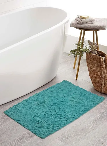 Miniatura 103 de Home Weavers Bell Flower Collection - Tapetes de baño copetudos 100 % algodón, extrasuaves y absorbentes, antideslizantes, lavables a máquina, lino