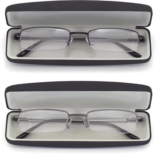 Miniatura 7 de HIGHLIKE Paquete de 2 o 3 lentes de lectura con bloqueo de luz azul con estuches rígidos, lentes de lectura con bisagra de resorte semicarmazón C01