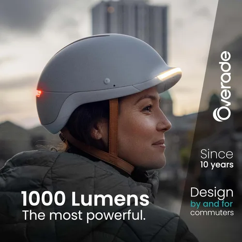 Miniatura 2 de Overade Casco salvavidas para bicicletas y e-scooters, con potente iluminación delantera/trasera, función intermitente, talla única