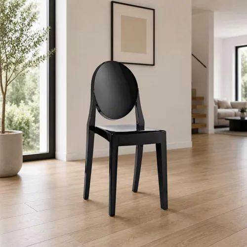 Miniatura 2 de 2xhome Juego de dos (2) – Sillones estilo Louis Ghost Sillón comedor – Brazo de salón, sillones, sillones, asiento de acento superior, fino y Negro