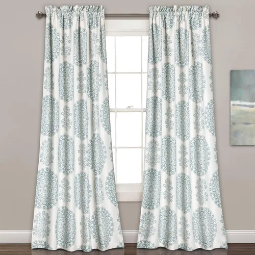 Lush Decor Seafoam Medallion - Juego de cortinas para oscurecer la habitación (84 x 52 pulgadas), 84 x 52 pulgadas, color azul