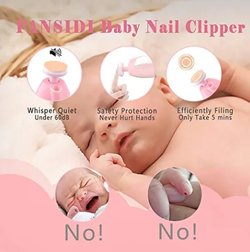 Miniatura 6 de Recortador de uñas para bebé, lima de uñas segura para bebés, cortaúñas eléctrico para recién nacidos, niños pequeños, rosa, rosa