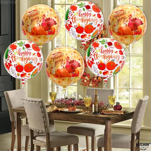 Miniatura 8 de KatchOn, Globos de Feliz Acción de Gracias, grandes de 22 pulgadas, paquete de 6, globos de aluminio de agradecimiento para decoraciones de otoño