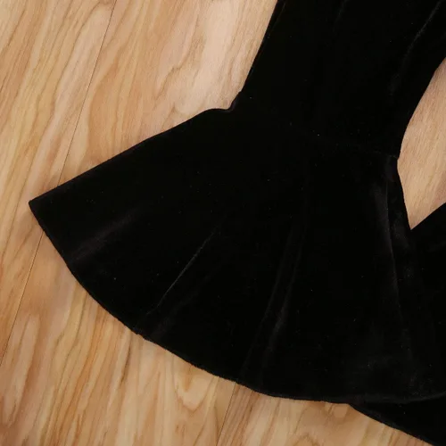 Miniatura 5 de GOOCHEER Pantalones de mezclilla rasgados con volantes y parte inferior acampanada, pantalones de mezclilla rasgados para niños pequeños
