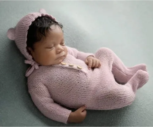 Miniatura 3 de Accesorio de Fotografía para Recién Nacido Conjuntos para Niñas Mameluco de Encaje para Recién Nacido con Diadema Disfraz de Princesa Infantil