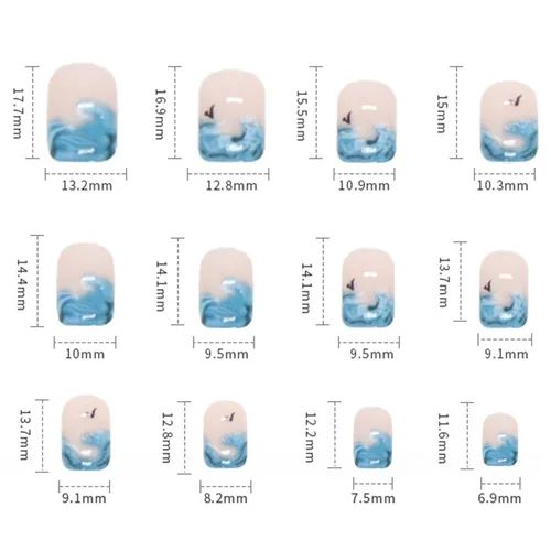 Miniatura 3 de Uñas postizas a presión de longitud corta, 24 piezas de cobertura completa, reutilizables, brillantes, uñas postizas con pegamento, uñas postizas