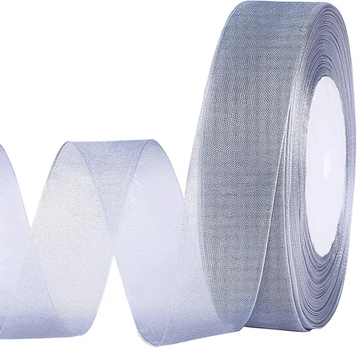 Miniatura 9 de molshine Cinta de organza transparente brillante de 50 yardas x 1 pulgada, cintas de tela de gasa para ramos de guirnaldas, lazo, boda, envoltura