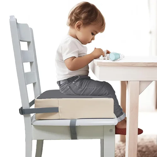 Miniatura 9 de Eiury Asiento elevador para niños pequeños, silla de comedor para cocina, cojín de poliuretano impermeable, antiarañazos, parte inferior Gris oscuro