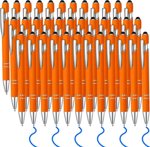 Miniatura 9 de 36 bolígrafos de tinta azul con lápiz capacitivo 2 en 1 para pantallas táctiles, colegio, oficina, compañeros de trabajo (negro)