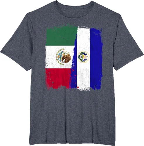 Miniatura 75 de Camiseta con la bandera mexicana de El Salvador con la mitad de la bandera mexicana de El Salvador