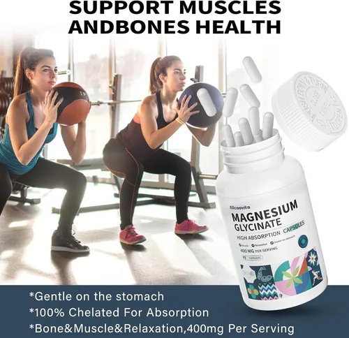 Miniatura 6 de Glicinato de magnesio 400 mg por porción, 100% quelado para una alta absorción, suave para el estómago, sin OMG, 90 cápsulas vegetarianas