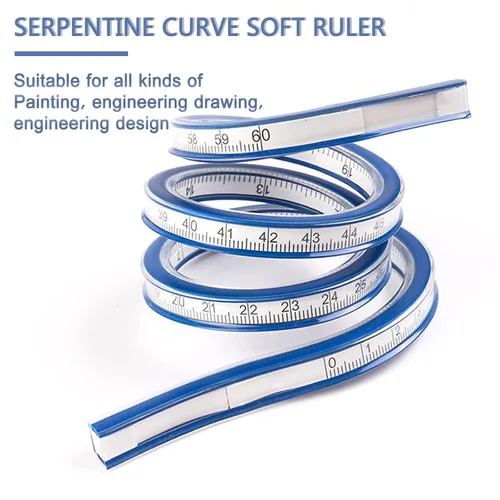 Miniatura 5 de Regla curva flexible de 2 piezas, 24 pulgadas, ideal para dibujar y coser, azul