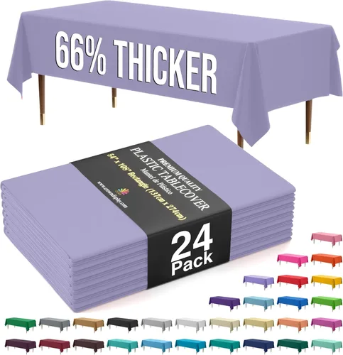 Miniatura 23 de Exquisite 66% Thicker Premium Plastic Table Cloth Rectangle Table Cover 0.5 Mil 6 Pack Aqua Table Cloth 54 Inch x 108 Inch Disposable Tablecloth