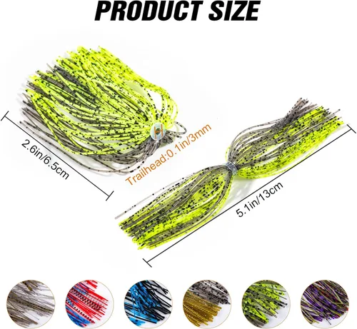 Miniatura 5 de Goture Silicone Jig Skirts, 24pcs/30pcs Bass Fishing Jigs Spinnerbait Skirts Replacement Kit,5 Colors Silicone Skirts for Fishing Lures, Football