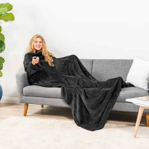 Miniatura 8 de PAVILIA Manta con Mangas para Adultos Mujeres Hombres, Manta Suave y Cálida Usable de Vellón Envolvente Tipo Throw, Manta Bata Regalo