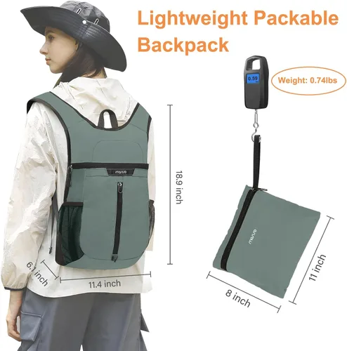 Miniatura 2 de MOSISO Mochila de senderismo ligera para senderismo, mochila plegable para viajes, bolsa de hombro plegable con bolsillo vertical frontal