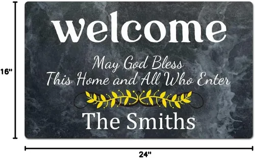 Miniatura 3 de Divertida bienvenida personalizada con nombre de familia May God Blessed This Home and All Who Enter - Felpudo para puerta delantera