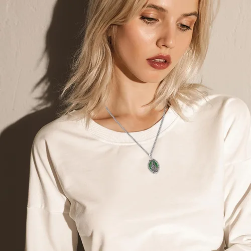 Miniatura 202 de Collar con colgante de plata de ley 925 con medalla de San Patrón, joyería religiosa para hombres y mujeres, con cadena de acero inoxidable 316L
