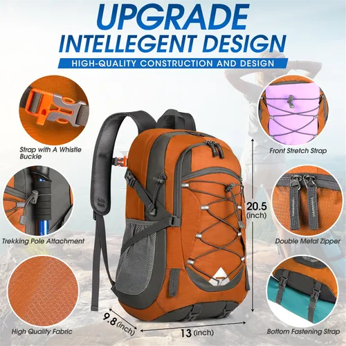 Miniatura 2 de IGOLUMON Mochila de senderismo de 40 L, plegable, ligera, mochila de camping para hombres y mujeres, impermeable, mochila de senderismo al aire