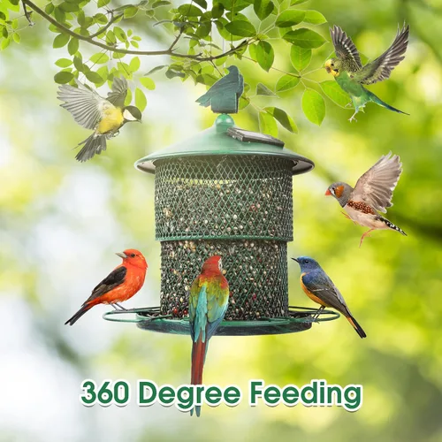 Miniatura 2 de Comederos de metal para colgar al aire libre, comedero para pájaros silvestres a prueba de ardillas, tubo de malla solar exterior, comederos