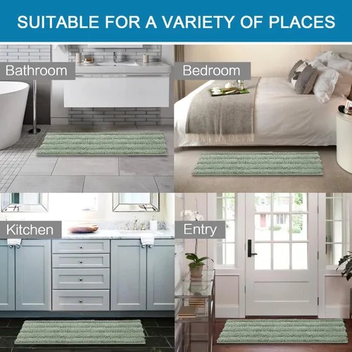 Miniatura 137 de H.VERSAILTEX Alfombras de baño para cuarto de baño, antideslizantes, tapetes de baño extragruesos, de felpilla, a rayas, alfombra de 20" x 32