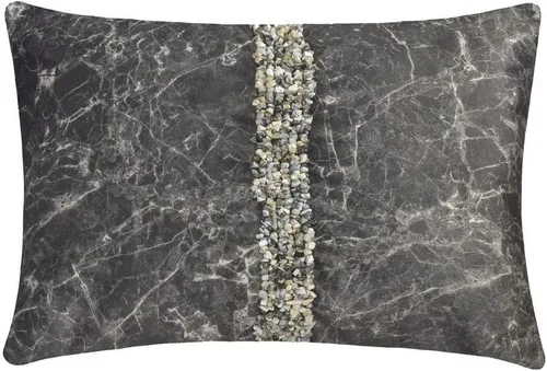 Miniatura 11 de The HomeCentric Funda de almohada lumbar decorativa gris de 12 x 20 pulgadas, encaje de yute y lino, yute, almohada oblonga de lentejuelas hechas a