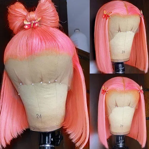 Miniatura 16 de Spotlight Pelucas de cabello humano lacio con encaje frontal de 4 x 4 para mujeres negras, densidad del 180 %, peluca con cierre de encaje virgen