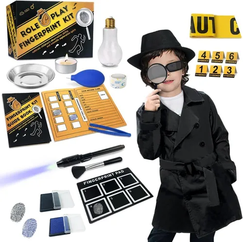 Miniatura 7 de Kit de Espía Infantil UNGLINGA, Juego de Dedo Detective, Juguetes de Huellas Dactilares, Regalos Educativos para Experimentos Científicos para Niños