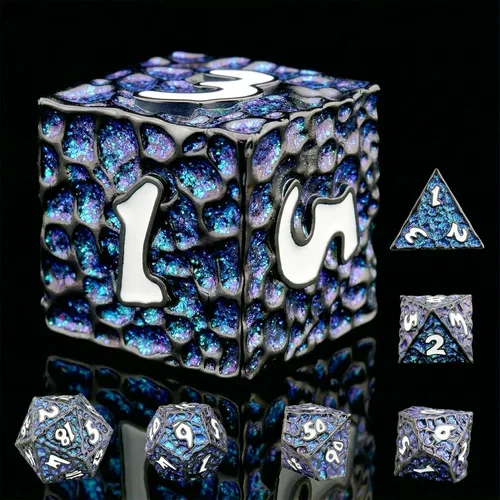 Miniatura 46 de Haxtec - Juego de dados de metal DND, dados poliédricos D&D compatibles con Dungeons and Dragons, regalo TTRPG, dados de metal bronce antiguo